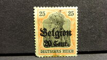 [German Empire Postage Stamps Surcharged "F and Cent" & Overprinted "Belgien", type B7]
