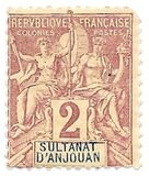 [Inscription: "SULTANAT D'ANJOUAN" - White or Colored Paper, type A1]