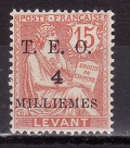 [French Levant Postage Stamps Surcharged & Overprinted "T.E.O.", type B3]