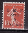 [French Postage Stamps Surcharged & Overprinted "O.M.F. - Syrie" - Value in "CENTIMES", type D5]