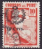 [Overprinted with Arms of Peru and Surcharged 10 CTVS, Tipi HX2]