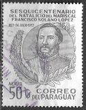 [Airmail - The 150th Anniversary of the Birth of Marshal Francisco Solano Lopez, 1827-1870, type BRP1]