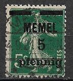 [French Postage Stamps Overprinted "MEMEL" and Surcharged, type B]