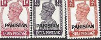 [India Postage Stamps Overprinted "PAKISTAN" in Small, type A]