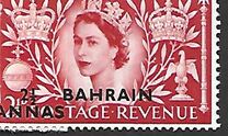 [Coronation of Queen Elizabeth II -  Great Britain Postage Stamps Overprinted "BAHRAIN" & Surcharged, tip K]