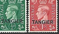 [King George VI - Great Britain Postage Stamps Overprinted "TANGIER" in Blue or Black, type H1]