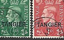 [King George VI - Great Britain Postage Stamps Overprinted "TANGIER" in Blue or Black, type H]