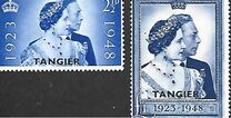 [Royal Wedding Silver Anniversary - Great Britain Postage Stamps Overprinted "TANGIER", Tip J]