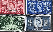 [Coronation of Queen Elizabeth II - Great Britain Postage Stamps Overprinted "TANGIER", тып Q]