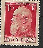[The 90th Anniversary of the Birth of Prince Luitpold - Type I: Small 9 and no Foot on 1 in "1911". Type II: Large 9 and Foot on 1 in "1911", тип F4]