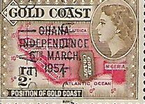 [Queen Elizabeth Stamps of 1952 of Gold Coast Overprinted "GHANA INDEPENDENCE 6TH.. MARCH, 1957", 유형 B]