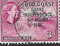 [Queen Elizabeth Stamps of 1952 of Gold Coast Overprinted "GHANA INDEPENDENCE 6TH.. MARCH, 1957", 유형 B4]
