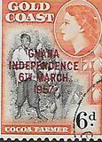 [Queen Elizabeth Stamps of 1952 of Gold Coast Overprinted "GHANA INDEPENDENCE 6TH.. MARCH, 1957", 유형 C2]