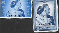 [Royal Wedding Silver Anniversary - Great Britain Postage Stamps Overprinted "TANGIER", Tip J]