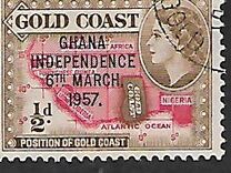 [Queen Elizabeth Stamps of 1952 of Gold Coast Overprinted "GHANA INDEPENDENCE 6TH.. MARCH, 1957", type B]