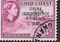 [Queen Elizabeth Stamps of 1952 of Gold Coast Overprinted "GHANA INDEPENDENCE 6TH.. MARCH, 1957", type B4]