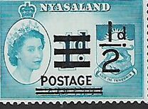 [Nyasaland Postage Stamps Overprinted "POSTAGE", Tipe AJ]