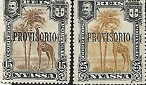 [Giraffe Stamps of 1901 Overprinted "PROVISORIO", type F]