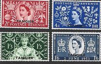 [Coronation of Queen Elizabeth II - Great Britain Postage Stamps Overprinted "TANGIER", type Q]