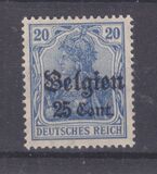 [German Empire Postage Stamps Surcharged "F and Cent" & Overprinted "Belgien", type B8]
