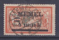 [French Postage Stamps Overprinted "MEMEL" and Surcharged, type B13]
