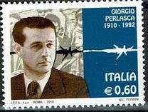 [Centenario della nascita di Giorgio Perlasca  - Stampatore: I.P.Z.S. S.p.A. Roma - Autorità di emissione: Ministero dello Sviluppo Economico, Scrivi DGC]