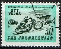 [International Motor Races - Yugoslav Postage Stamp of 1953 Overprinted "STT - VUJNA", type BP]