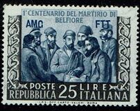 [The 100th Anniversary of the Deaths of the Five Martyrs of Belfiore - Italy Postage Stamp Overprinted "AMG FTT", type CD]