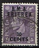 [King George VI - Great Britain Postage stamp Overprinted B.M.A. - ERITREA" and Surcharged Value, tip A4]