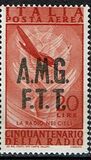 [Airmail - The 50th Anniversary of the Radio - Italy Postage Stamps of 1947 Overprinted "A.M.G.F.T.T.", type D2]