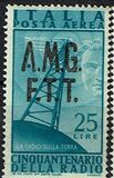 [Airmail - The 50th Anniversary of the Radio - Italy Postage Stamps of 1947 Overprinted "A.M.G.F.T.T.", type D3]