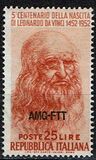[The 500th Anniversary of the Birth of Leonardo da Vinci - Italy Postage Stamp Overprinted "AMG-FTT", type BO]