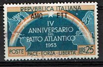 [The 4th Anniversary of NATO - Italy Postage Stamps Overprinted "AMG - FTT", වර්ගය CN]