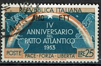 [The 4th Anniversary of NATO - Italy Postage Stamps Overprinted "AMG - FTT", වර්ගය CN]