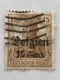 [German Empire Postage Stamps Surcharged "F and Cent" & Overprinted "Belgien", 유형 B6]