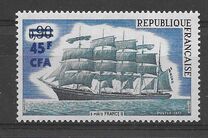[Large French Sailing Ship "France II" - Stamp of France Surcharged, type FF]