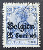 [German Empire Postage Stamps Surcharged "Fr. and C." or "Centimes" & Overprinted "Belgien", type A3]
