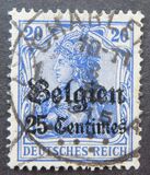 [German Empire Postage Stamps Surcharged "Fr. and C." or "Centimes" & Overprinted "Belgien", type A3]