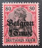 [German Empire Postage Stamps Surcharged "Fr. and C." or "Centimes" & Overprinted "Belgien", type A6]