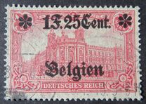 [German Empire Postage Stamps Surcharged "F and Cent" & Overprinted "Belgien", type B13]