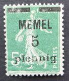 [French Postage Stamps Overprinted "MEMEL" and Surcharged, type B]