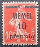 [French Postage Stamps Overprinted "MEMEL" and Surcharged, type B1]