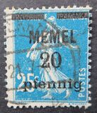 [French Postage Stamps Overprinted "MEMEL" and Surcharged, type B2]