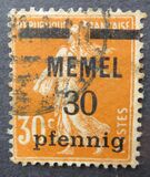 [French Postage Stamps Overprinted "MEMEL" and Surcharged, type B3]