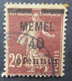 [French Postage Stamps Overprinted "MEMEL" and Surcharged, type B4]