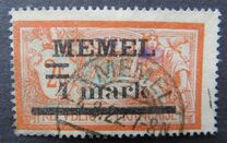[French Postage Stamps Overprinted "MEMEL" and Surcharged, type B10]