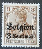 [German Empire Postage Stamps Surcharged "Fr. and C." or "Centimes" & Overprinted "Belgien", Tüüp A]
