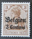 [German Empire Postage Stamps Surcharged "Fr. and C." or "Centimes" & Overprinted "Belgien", Tüüp A]