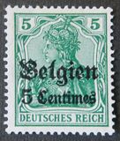[German Empire Postage Stamps Surcharged "Fr. and C." or "Centimes" & Overprinted "Belgien", Tüüp A1]