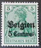 [German Empire Postage Stamps Surcharged "Fr. and C." or "Centimes" & Overprinted "Belgien", Tüüp A1]